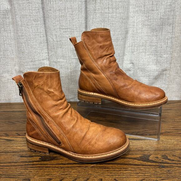Söfft Leather Ankle Boots Women’s 7.5 Brown Zip Lug Sole Made in Mexico - Picture 1 of 9